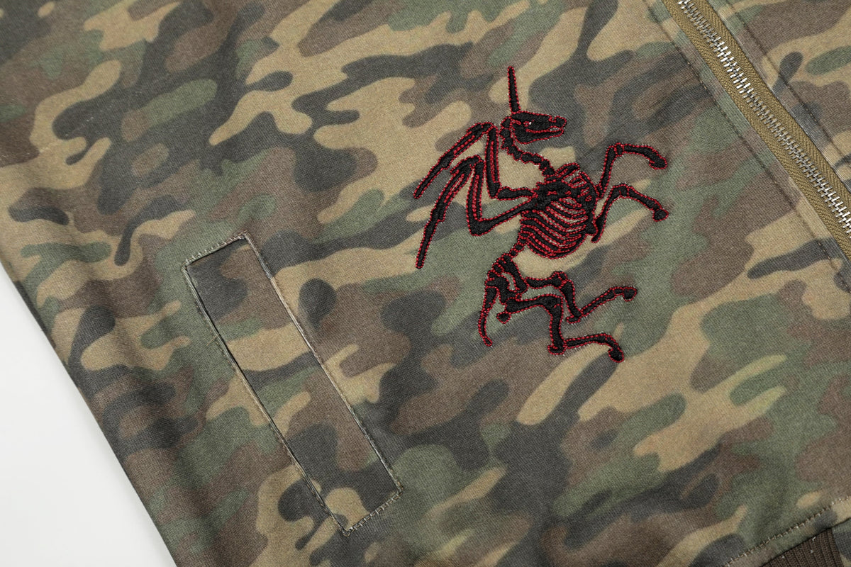 Camo Varsity Patch | Zip Up Hoodie - OMYGOODS