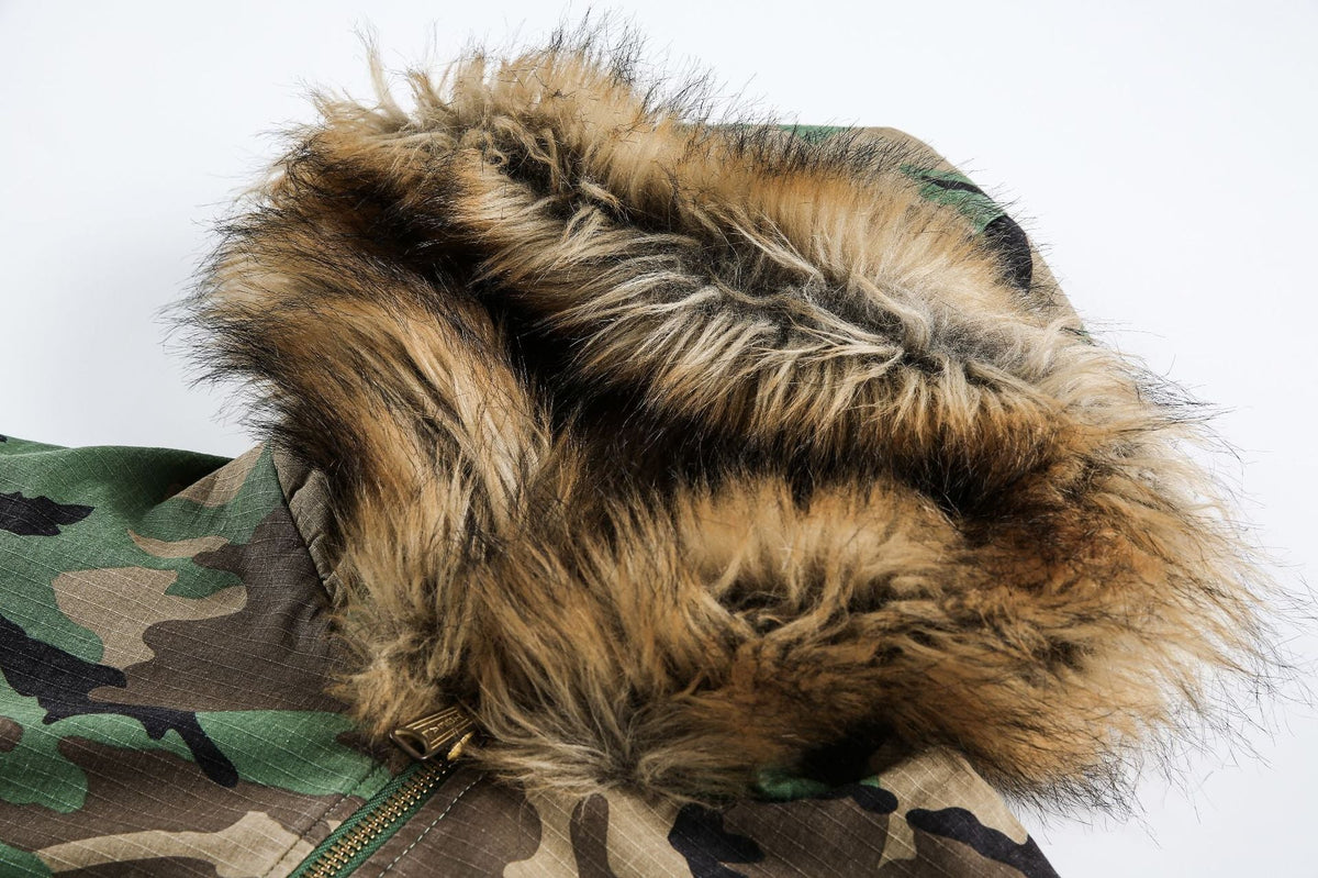 Camouflage Fur Collar | Reversible Cotton Jacket - OMYGOODS