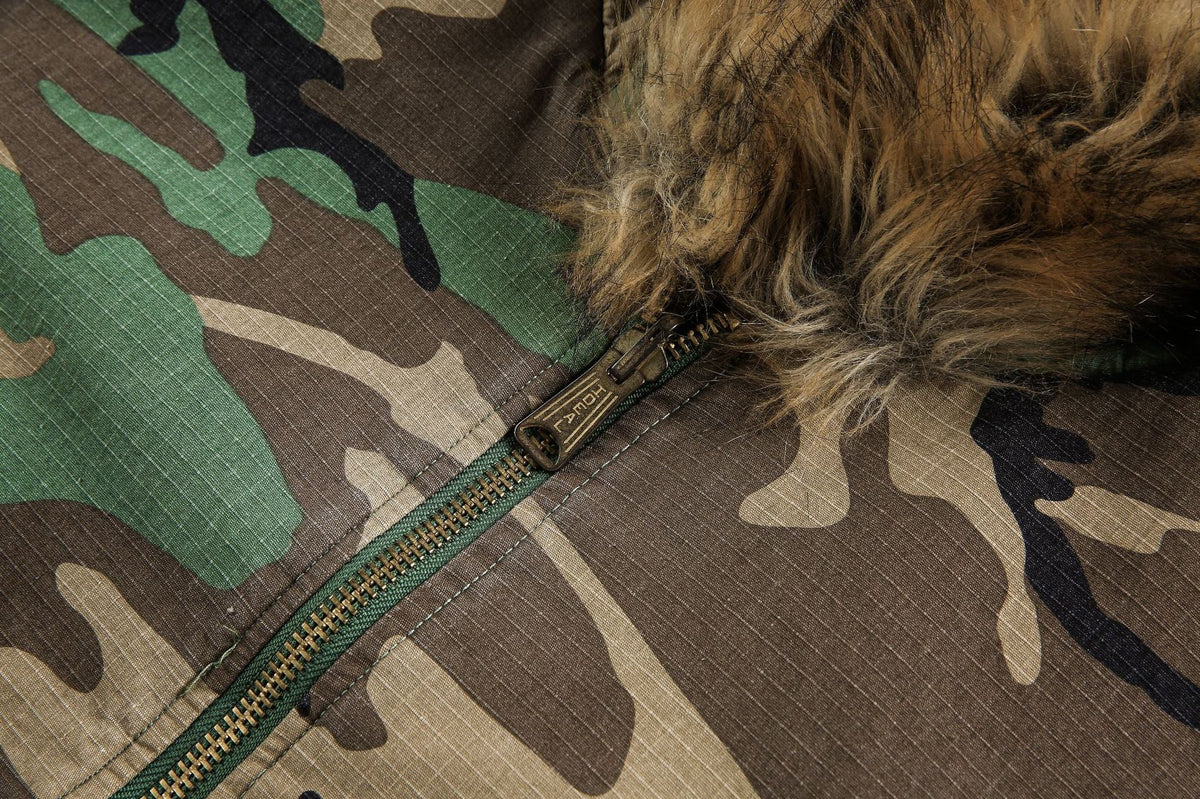Camouflage Fur Collar | Reversible Cotton Jacket - OMYGOODS
