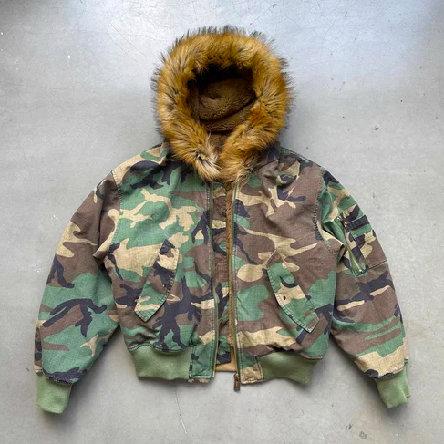 Camouflage Fur Collar | Reversible Cotton Jacket - OMYGOODS