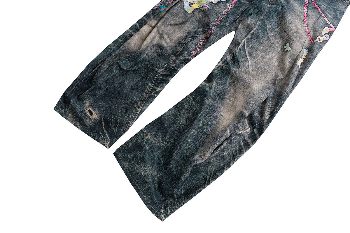 Candy Chain Washed Baggy Jeans - Effortless Style Meets Comfort - OMYGOODS