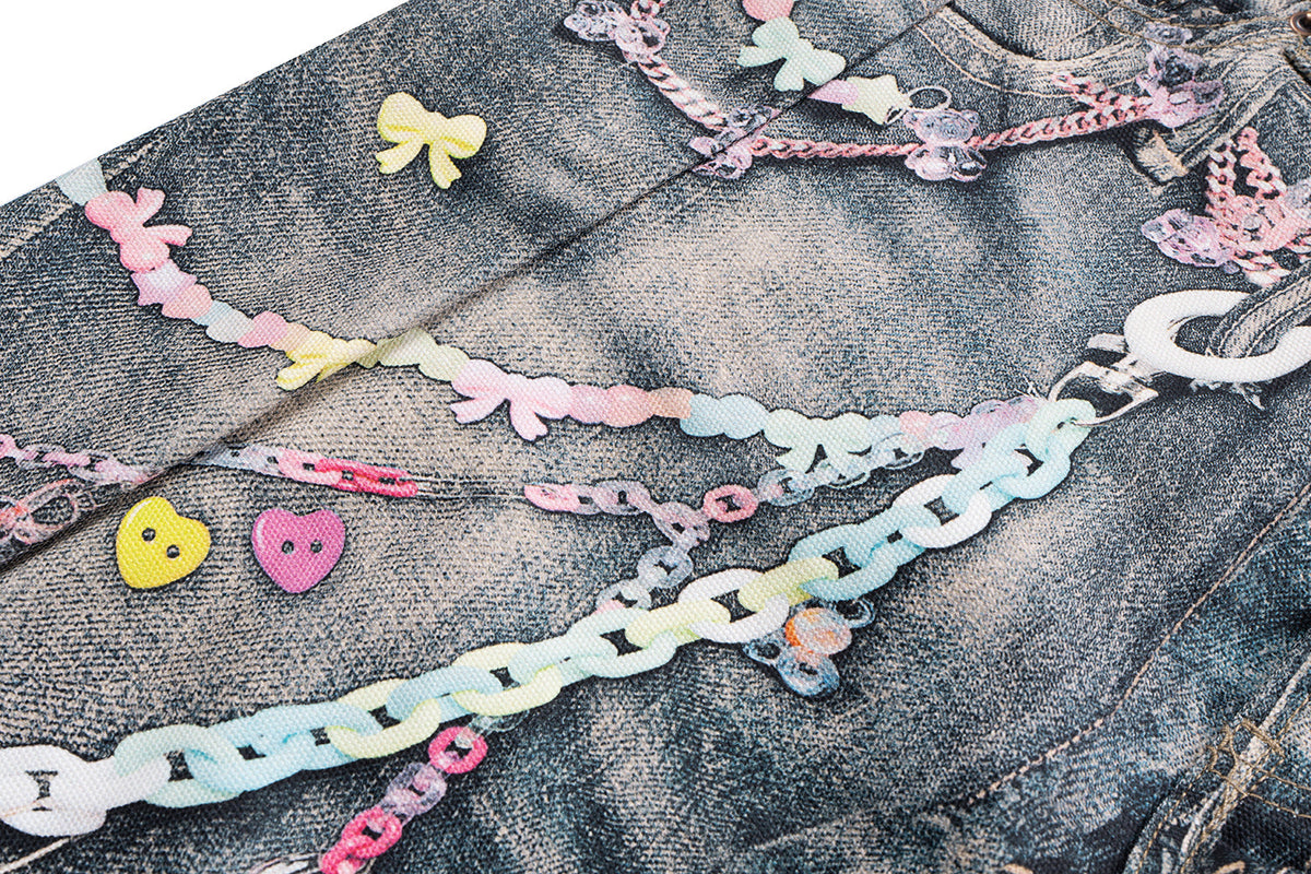 Candy Chain Washed Baggy Jeans - Effortless Style Meets Comfort - OMYGOODS