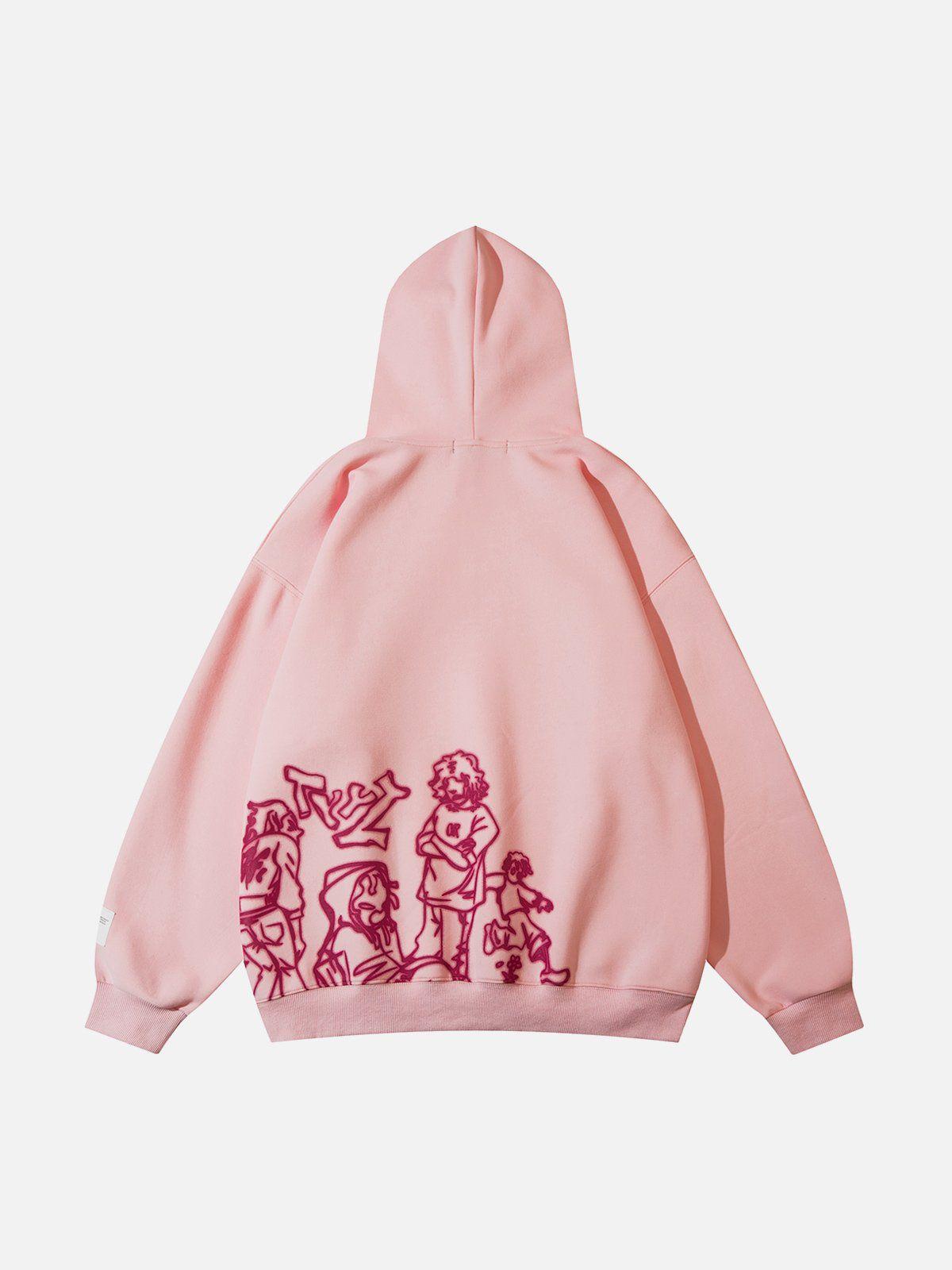 Omygoods Cartoon Line Character Print Hoodie