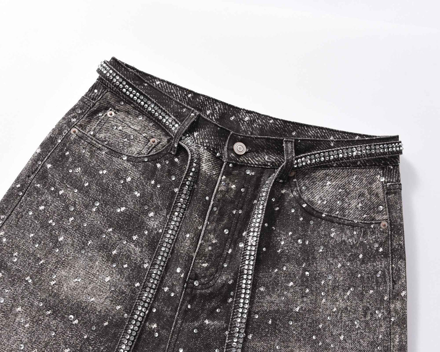 NOIR RHINESTONE DENIM