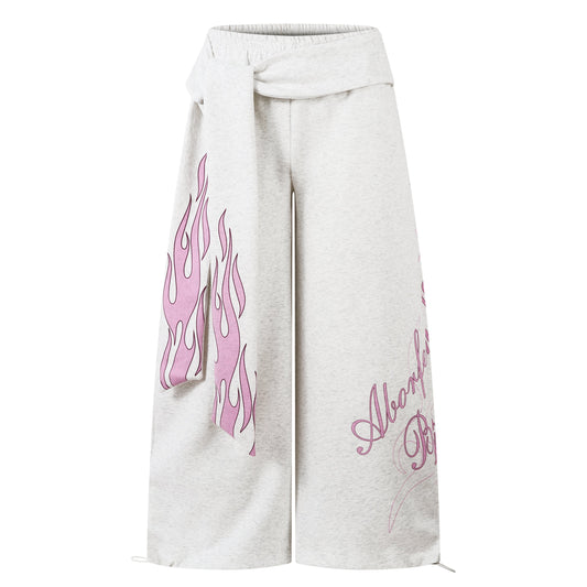 Flame Print Sweatpants | Baggy Streetwear Trousers