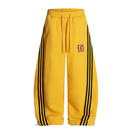 Vintage Side Stripe Pants | Wide Leg Fleece Streetwear Trousers