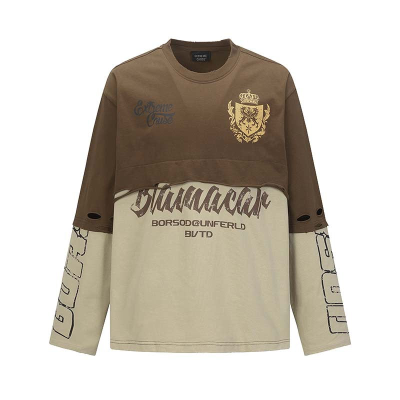 Y2K Grunge Patchwork | Distressed Graphic Sweatshirt