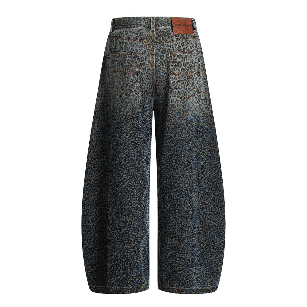 Leopard Print Barrel Jeans | Wide Leg High Rise Streetwear Denim