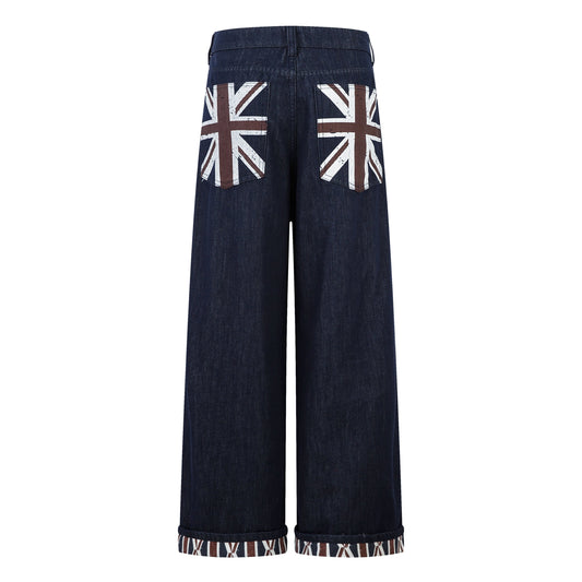 Retro Spliced Streetwear Denim | Y2K Wide Leg Baggy Jeans