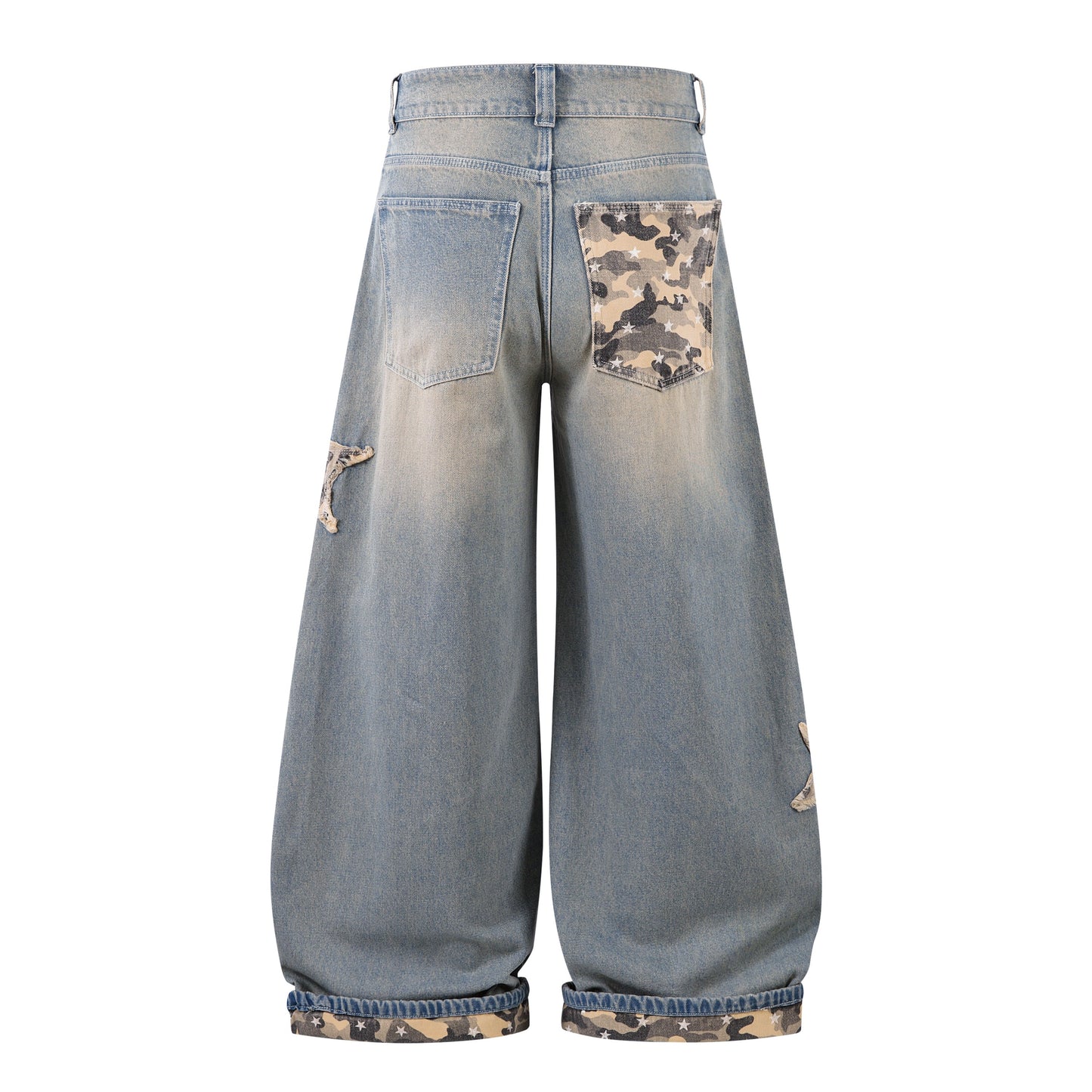 Camo Star Cuffed Denim | Baggy Streetwear Jeans