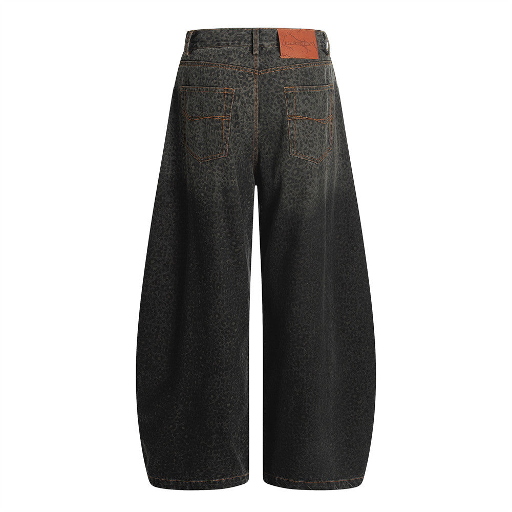 Leopard Print Barrel Jeans | Wide Leg High Rise Streetwear Denim