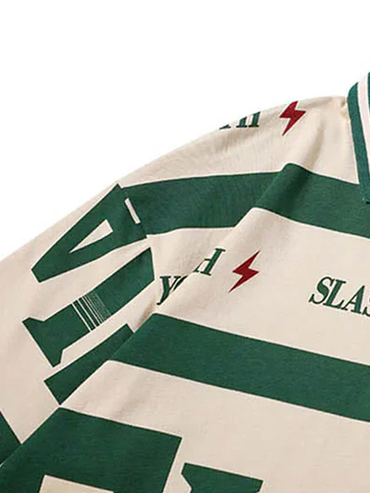 Omygoods Contrast Color Slash Polo Shirt