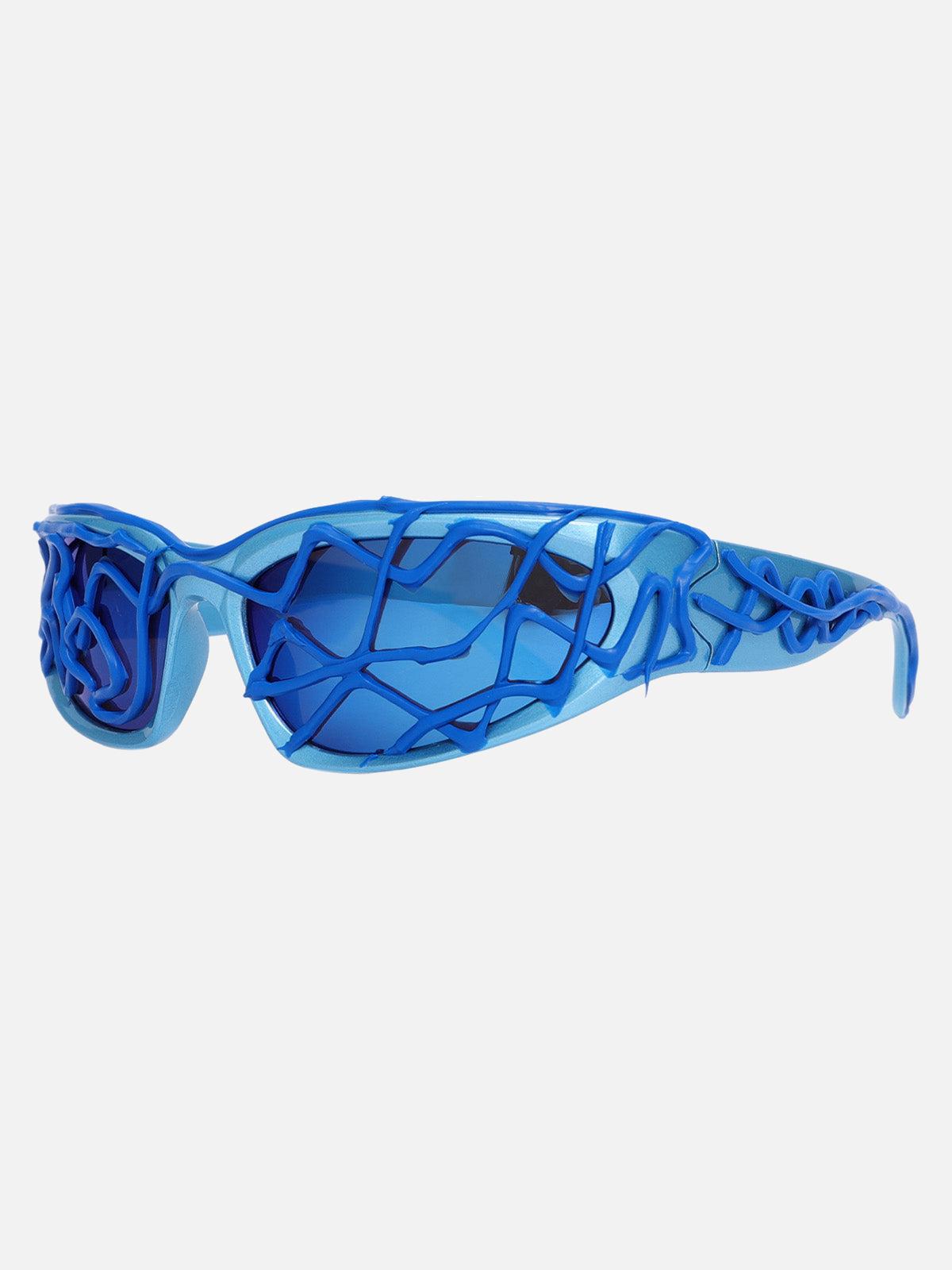 Omygoods Futuristic Wavy Frame Sunglasses