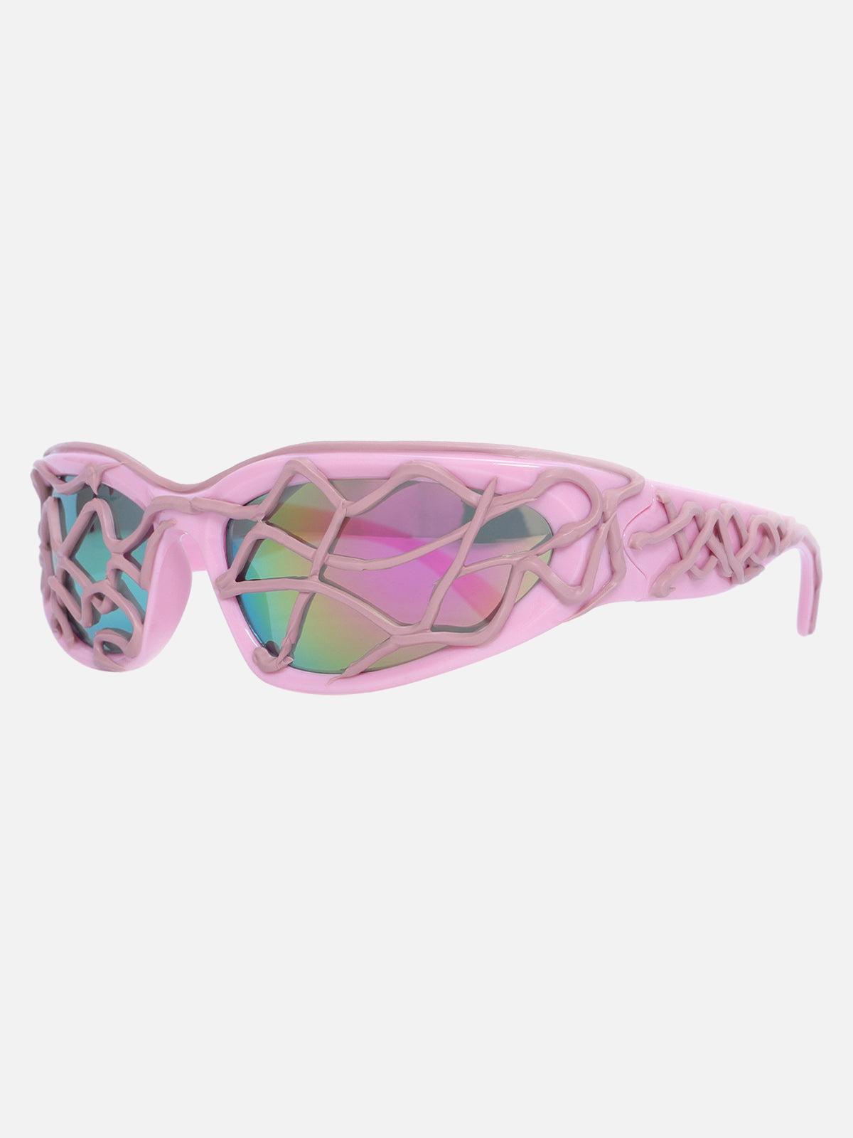 Omygoods Futuristic Wavy Frame Sunglasses