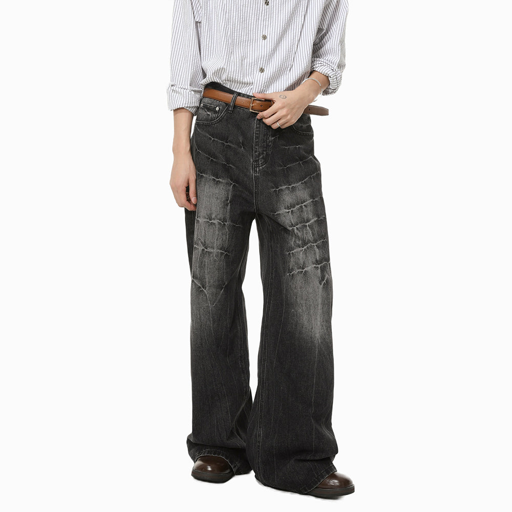 Cross Scratch | Wide Denim Jeans - OMYGOODS