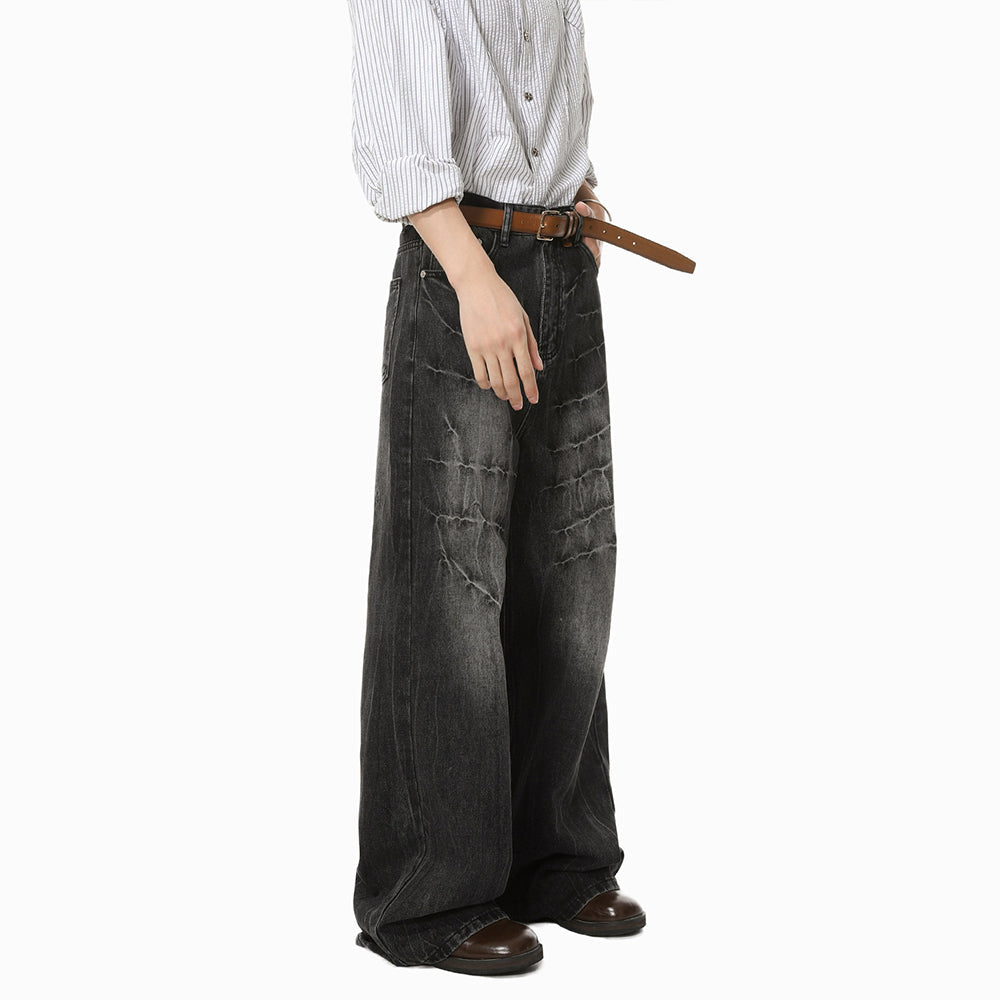 Cross Scratch | Wide Denim Jeans - OMYGOODS
