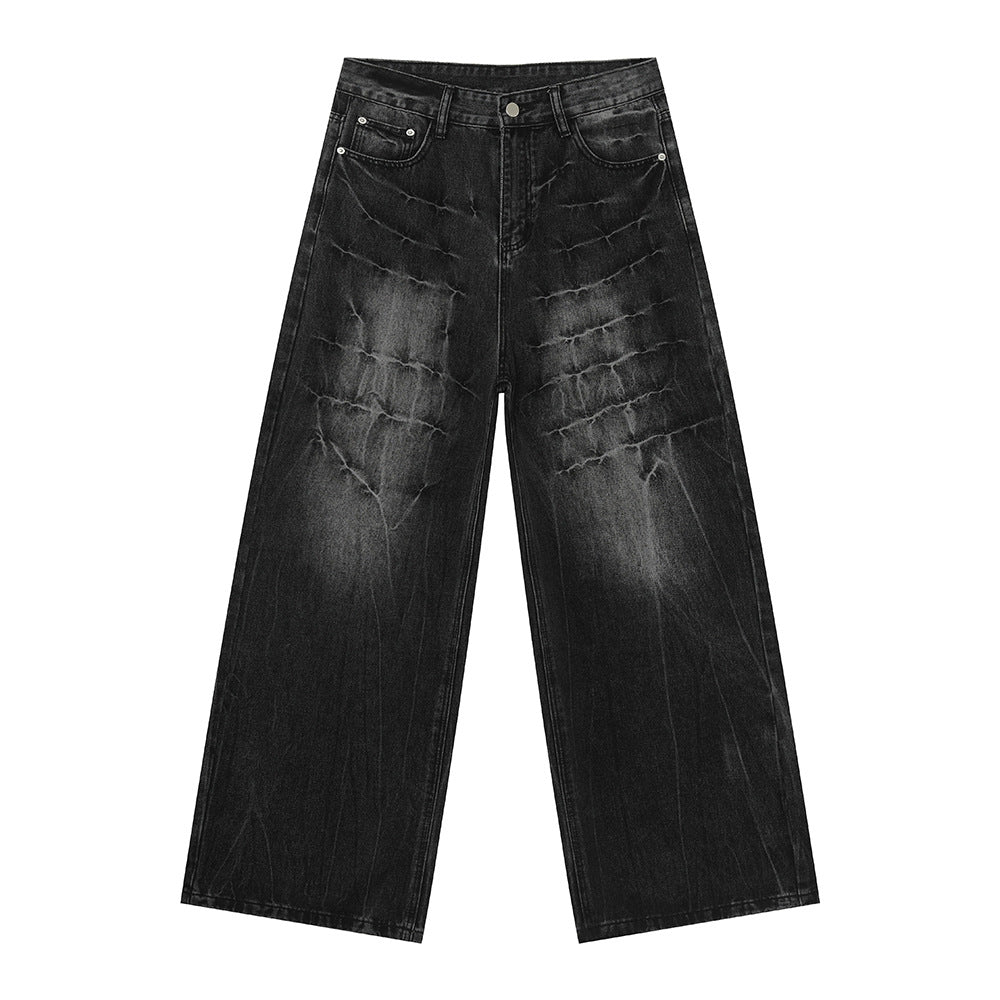 Cross Scratch | Wide Denim Jeans - OMYGOODS