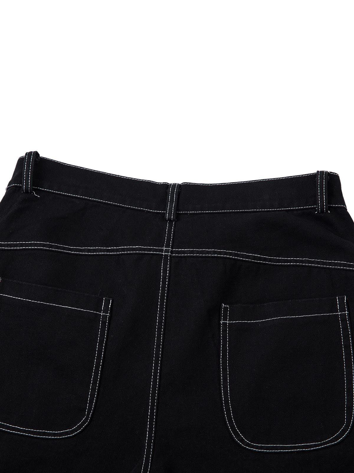 Omygoods Deconstructed Contrast Embroidered Baggy Jeans