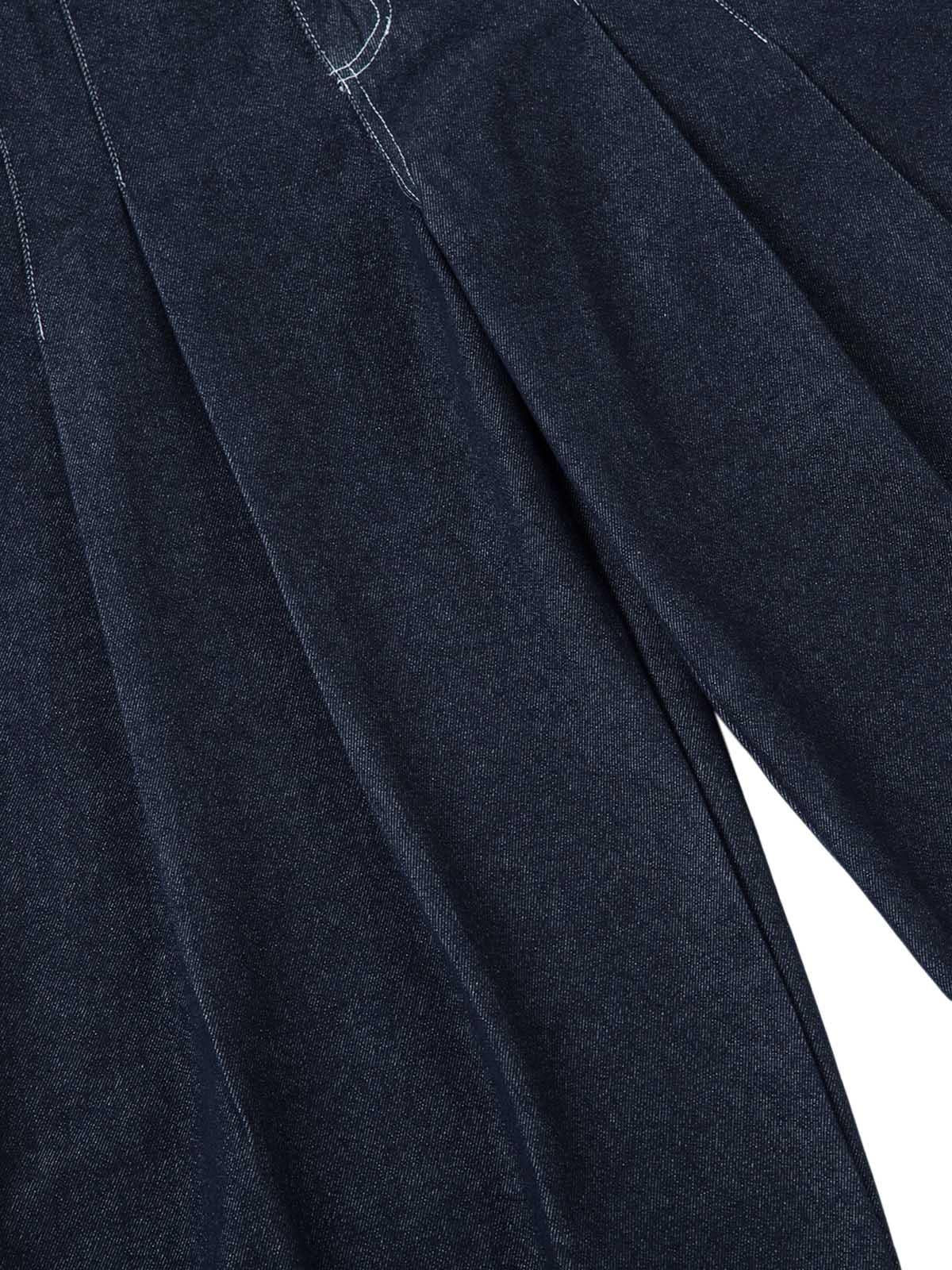 Omygoods Deconstructed Contrast Stitching Pleated Baggy Barrel Jeans
