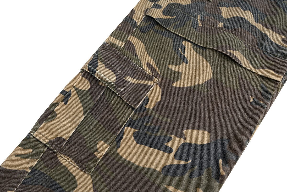 Deconstructed Denim Camo Layered Jeans for Effortless Style - OMYGOODS