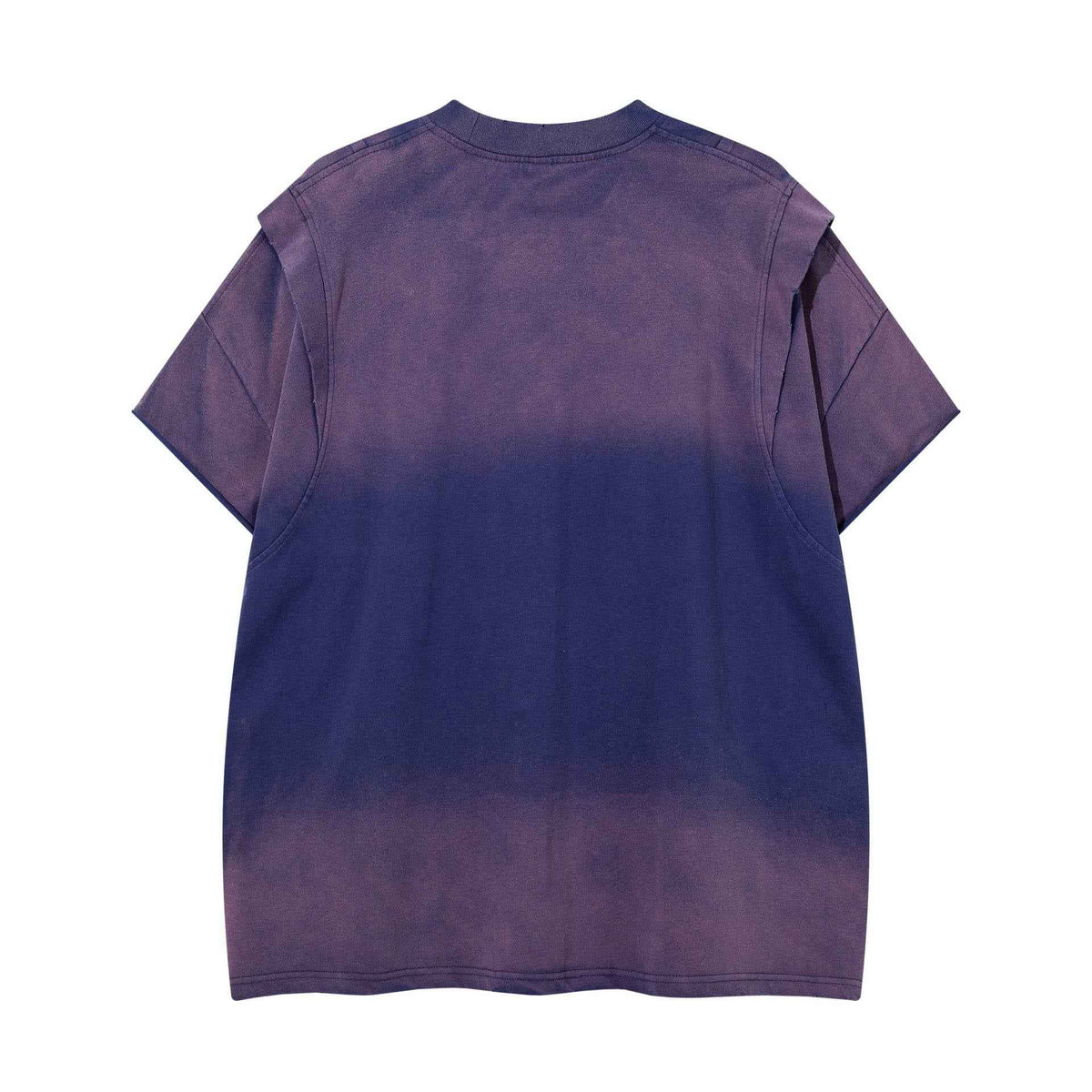 Deconstruction splicing gradient short sleeved shirt