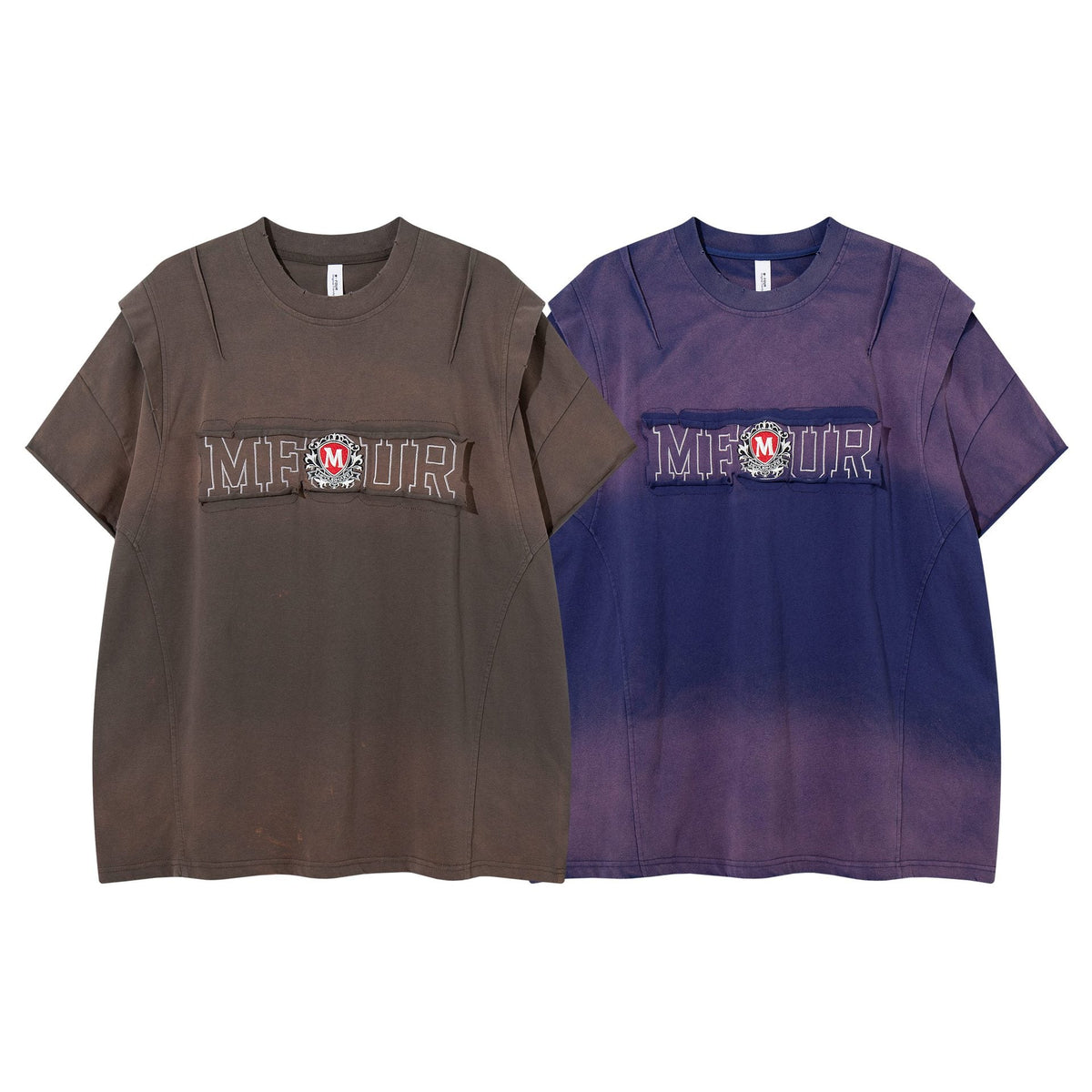 Deconstruction splicing gradient short sleeved shirt - OMYGOODS