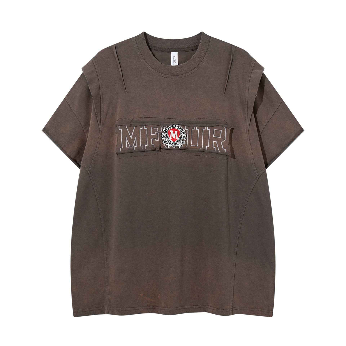 Deconstruction splicing gradient short sleeved shirt