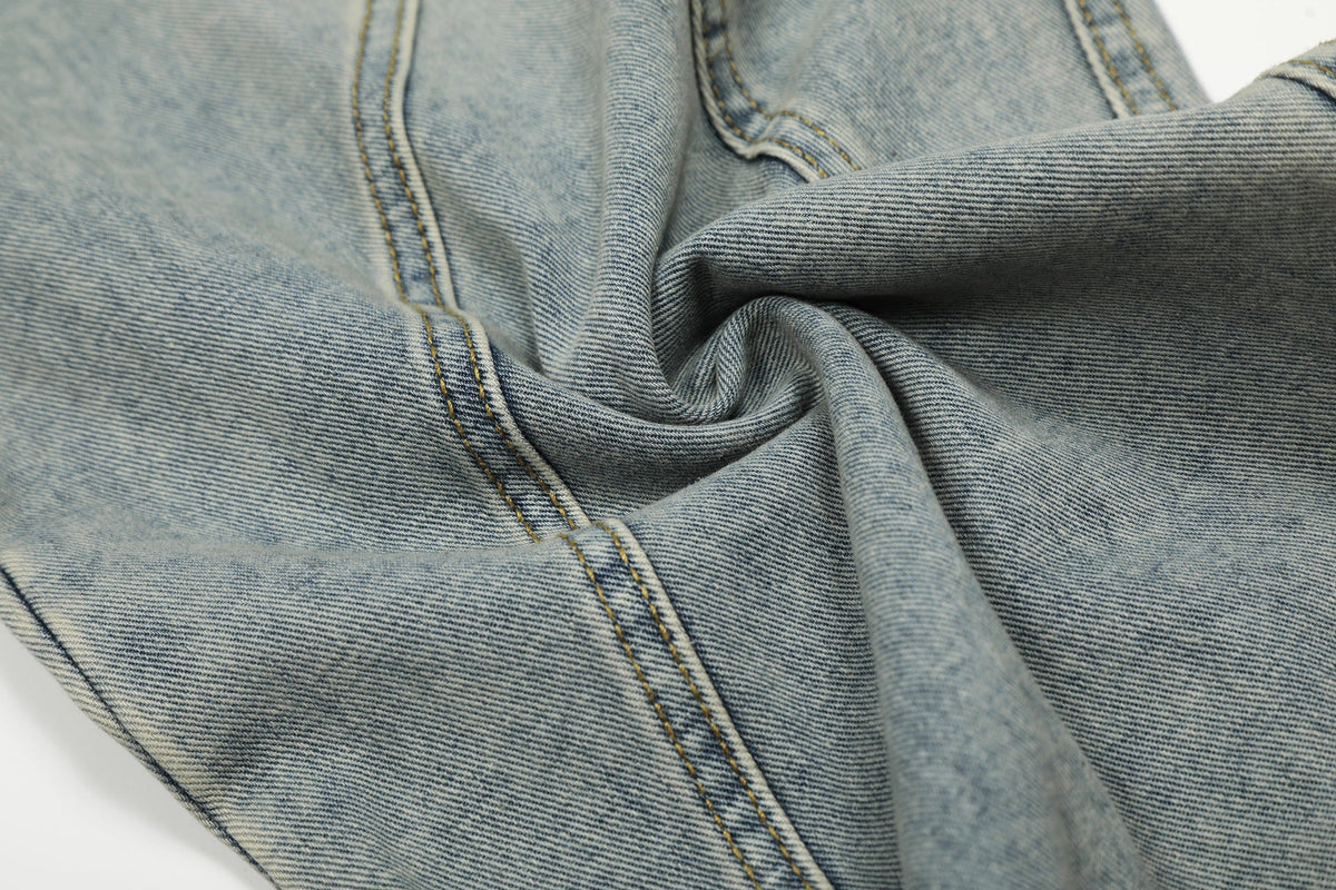 Denim Retro Belt Detail | Patchwork Barrel Jeans - OMYGOODS