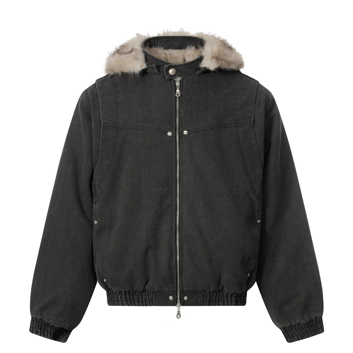 Denim Textured | Fur Streetwear Jacket - OMYGOODS