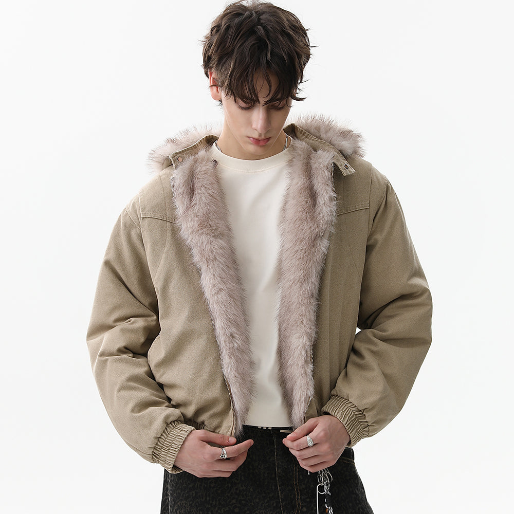 Denim Textured | Fur Streetwear Jacket - OMYGOODS