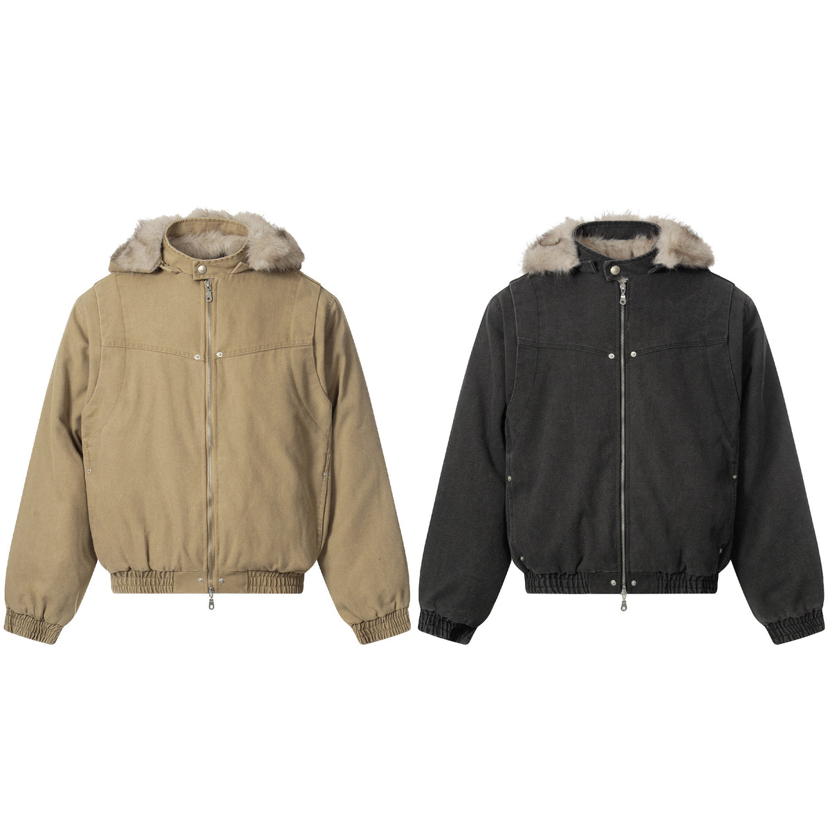 Denim Textured | Fur Streetwear Jacket - OMYGOODS