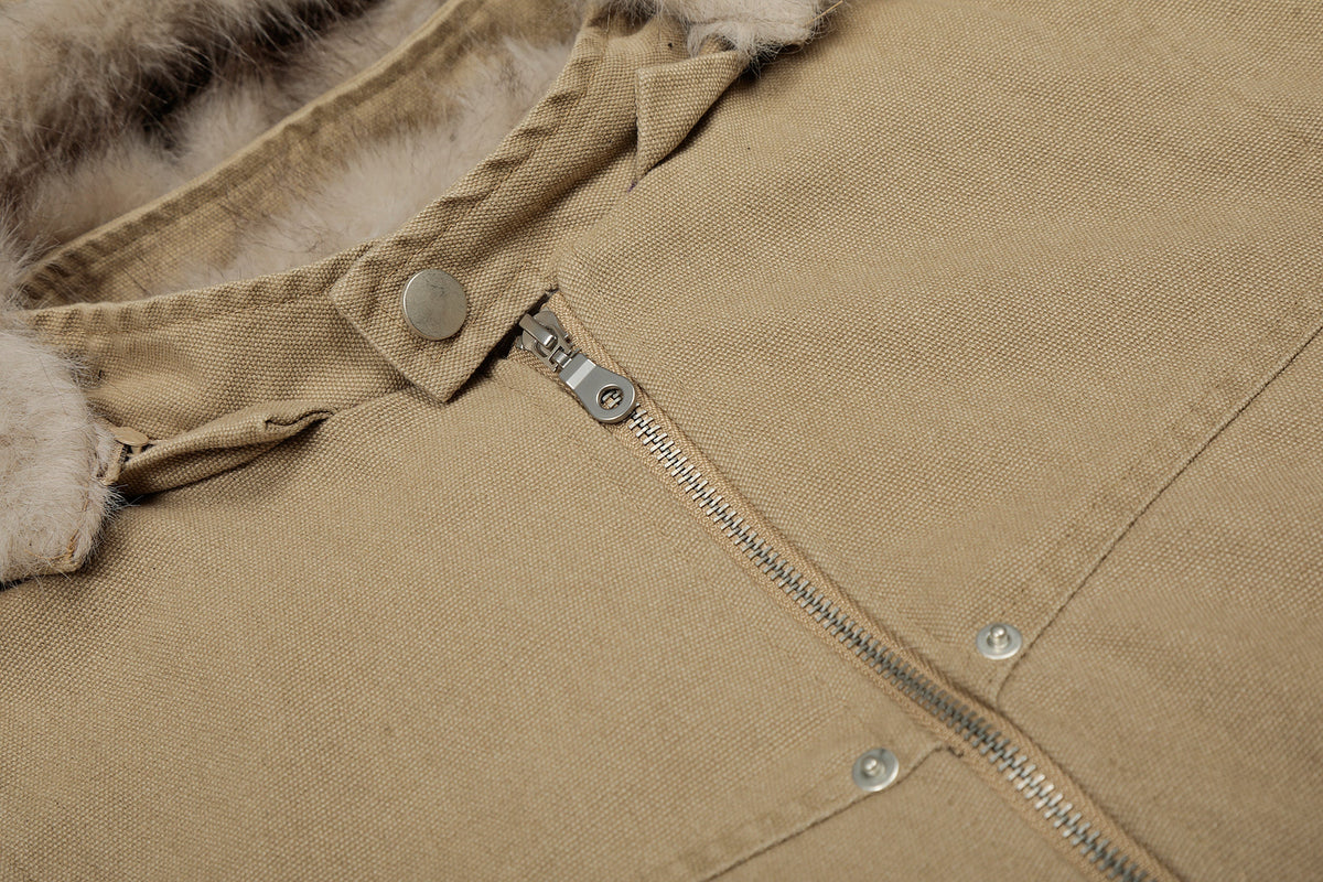Denim Textured | Fur Streetwear Jacket - OMYGOODS