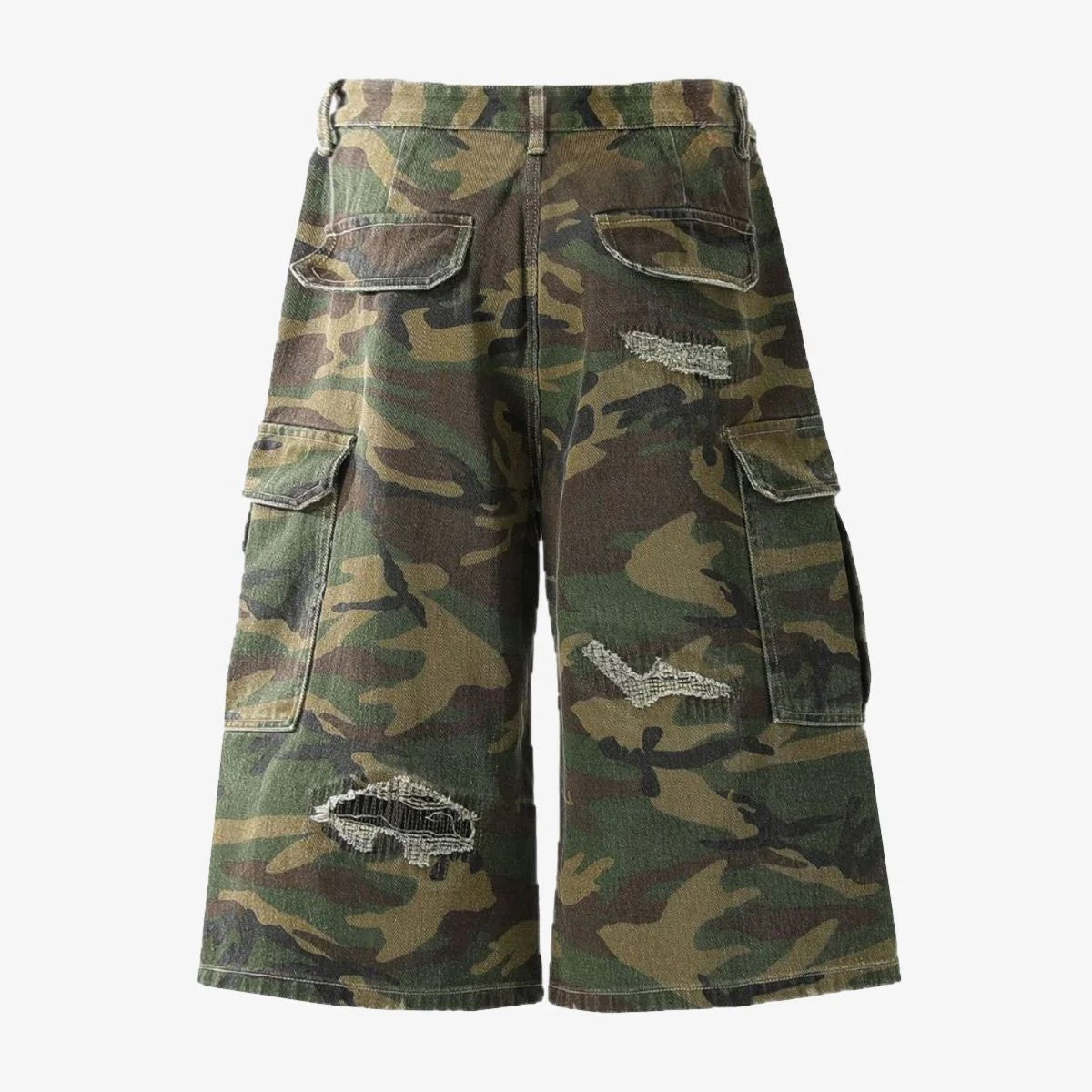 Destroyed Camo Baggy Cargo Shorts for Ultimate Comfort - OMYGOODS