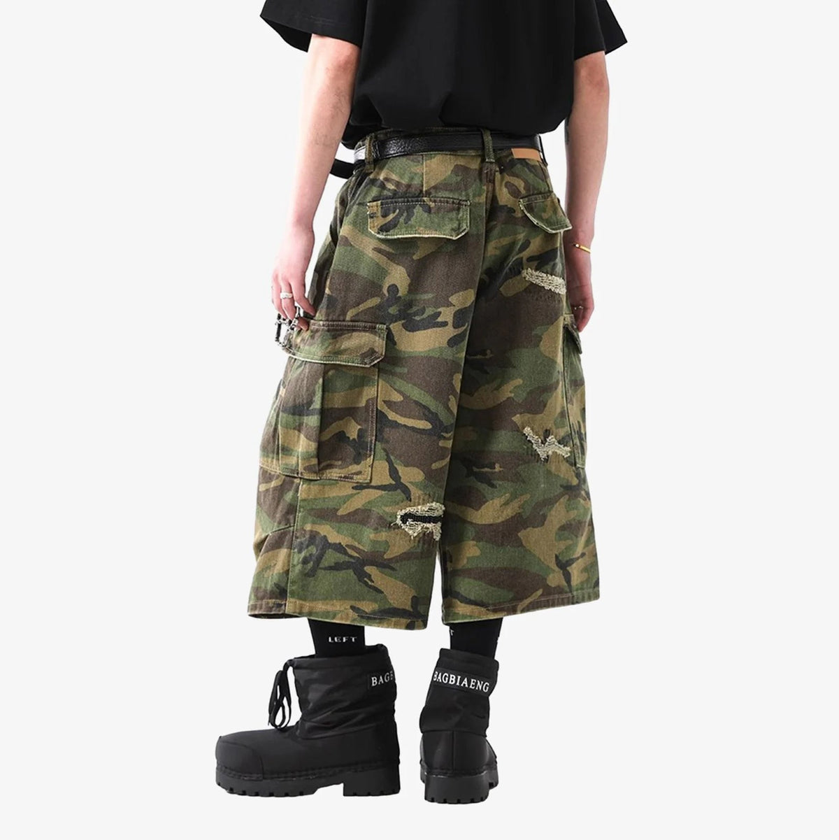 Destroyed Camo Baggy Cargo Shorts for Ultimate Comfort - OMYGOODS