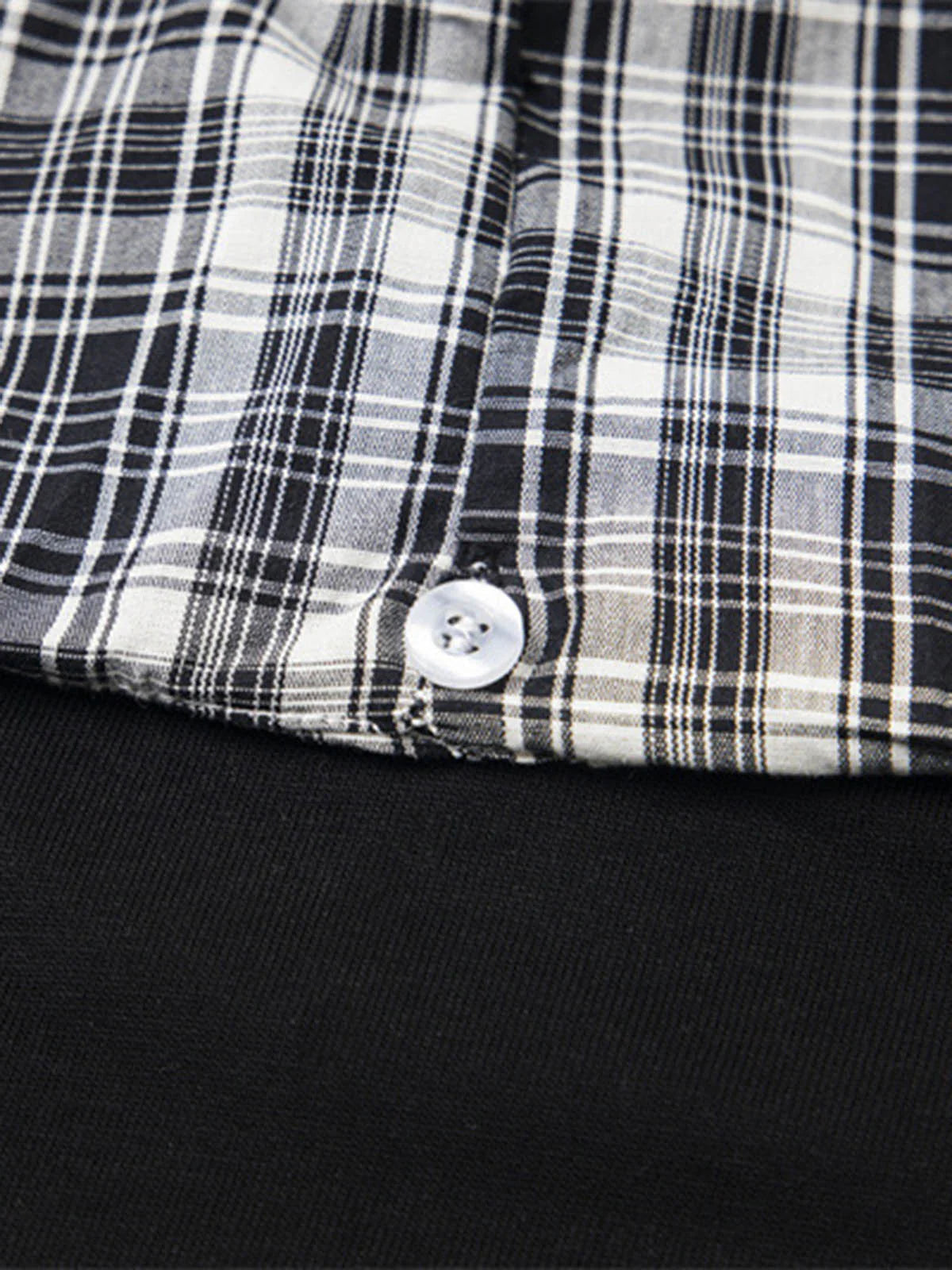 Detachable Badge | Hooded Plaid Cape T-shirt - OMYGOODS