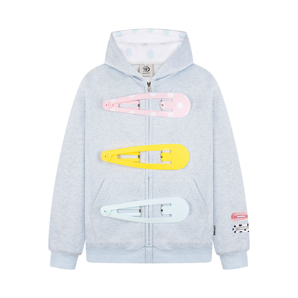 Detachable Hair Clip Decoration Zip Up Hoodie - OMYGOODS