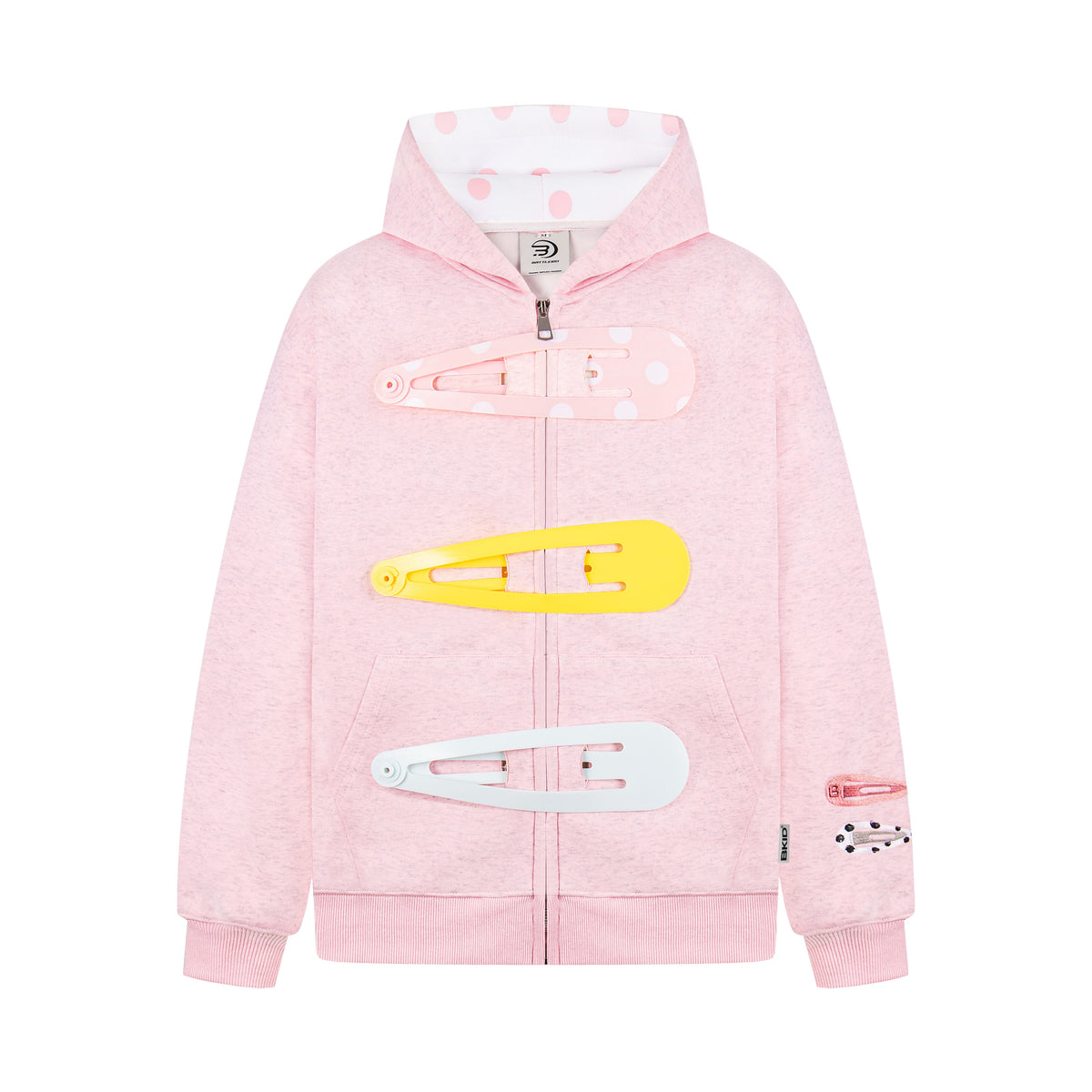 Detachable Hair Clip Decoration Zip Up Hoodie - OMYGOODS