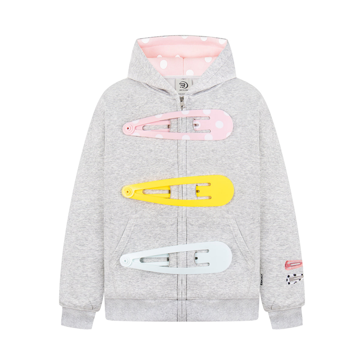 Detachable Hair Clip Decoration Zip Up Hoodie - OMYGOODS