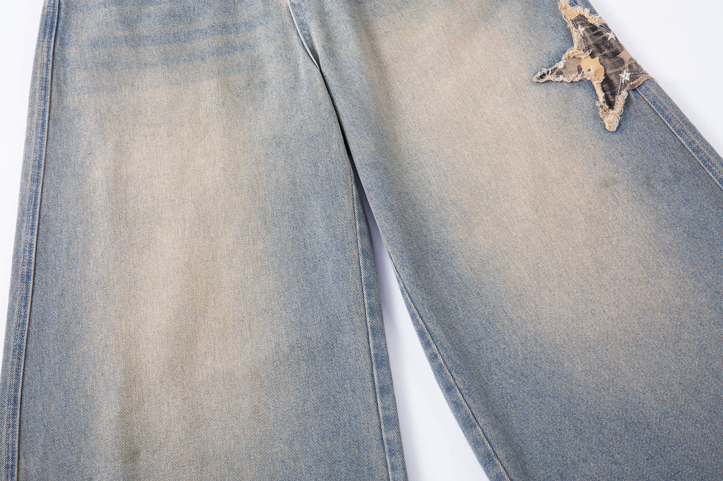 Camo Star Cuffed Denim | Baggy Streetwear Jeans