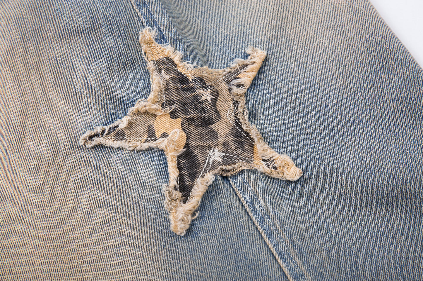Camo Star Cuffed Denim | Baggy Streetwear Jeans