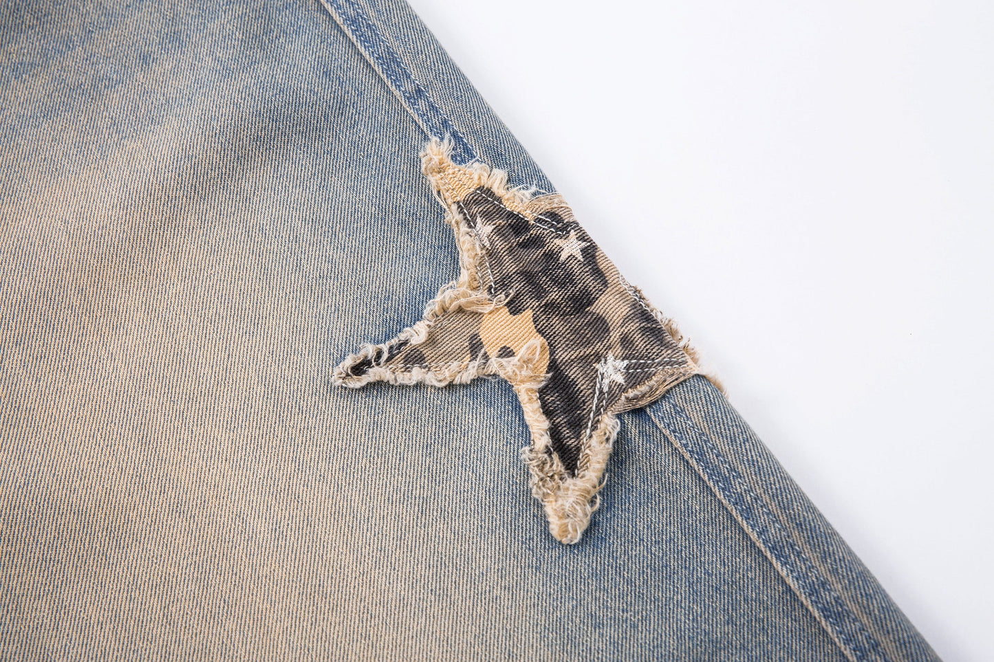 Camo Star Cuffed Denim | Baggy Streetwear Jeans