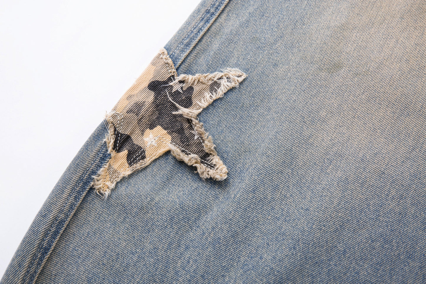 Camo Star Cuffed Denim | Baggy Streetwear Jeans