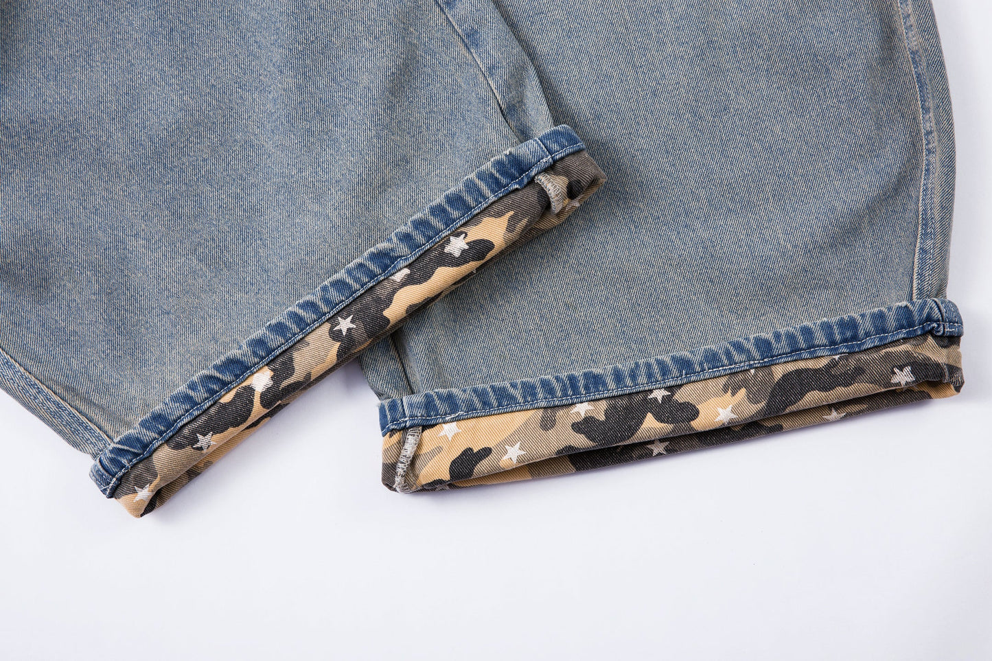 Camo Star Cuffed Denim | Baggy Streetwear Jeans