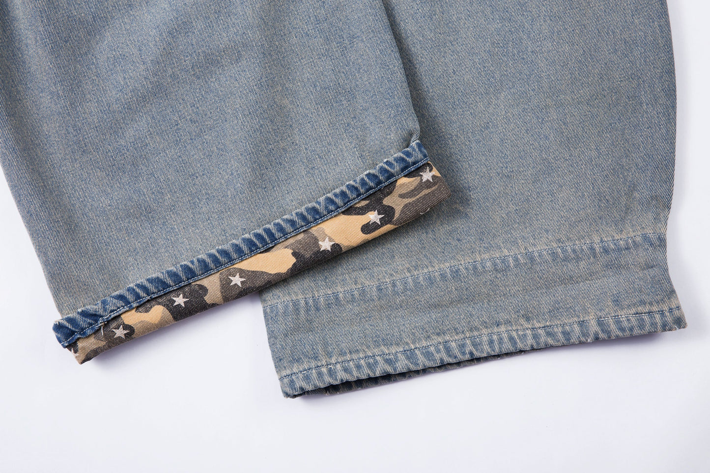 Camo Star Cuffed Denim | Baggy Streetwear Jeans