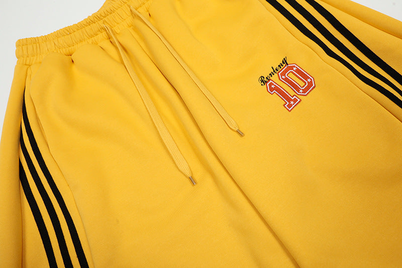 Vintage Side Stripe Pants | Wide Leg Fleece Streetwear Trousers