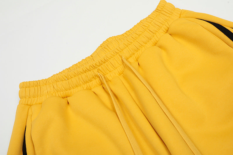 Vintage Side Stripe Pants | Wide Leg Fleece Streetwear Trousers