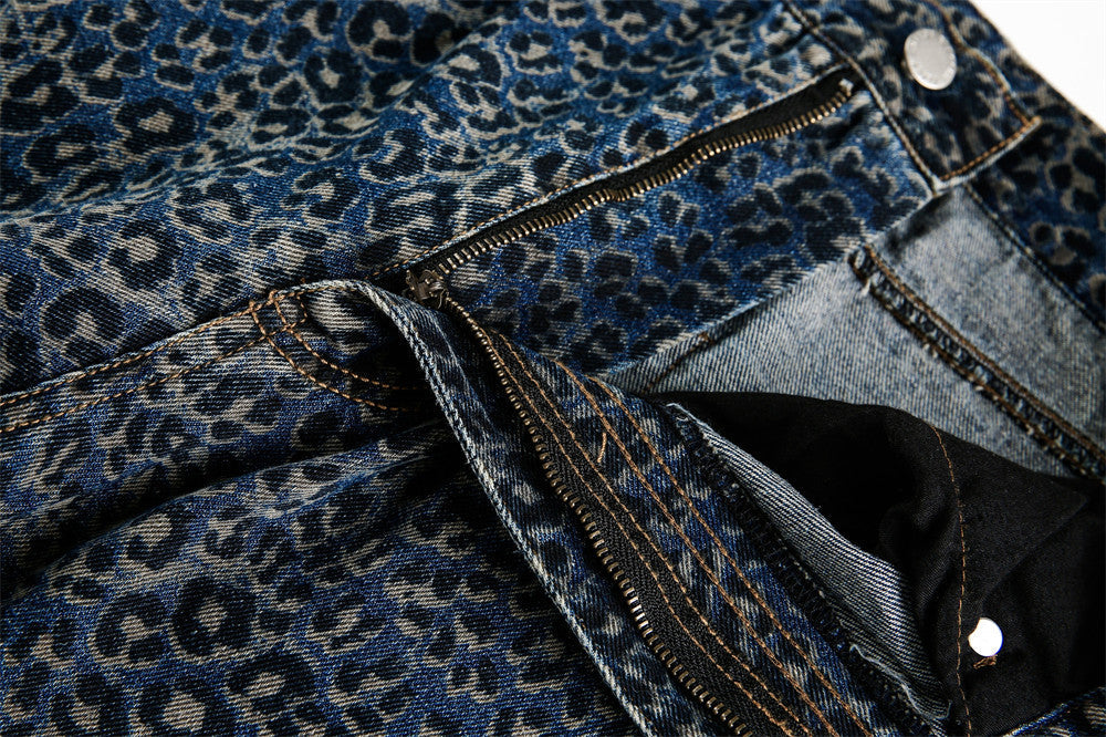 Leopard Print Barrel Jeans | Wide Leg High Rise Streetwear Denim