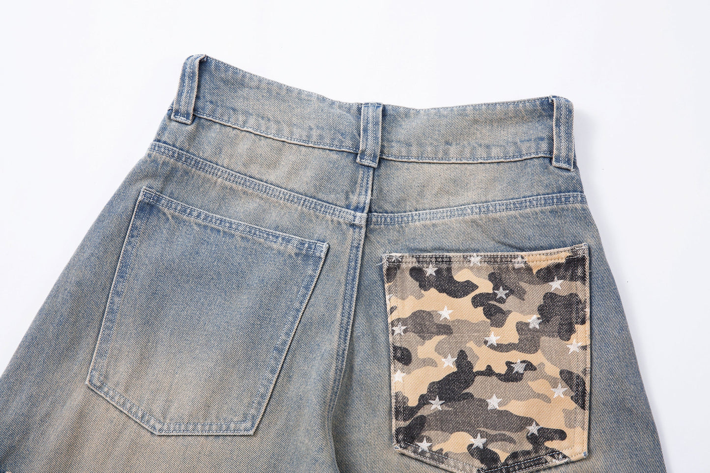Camo Star Cuffed Denim | Baggy Streetwear Jeans