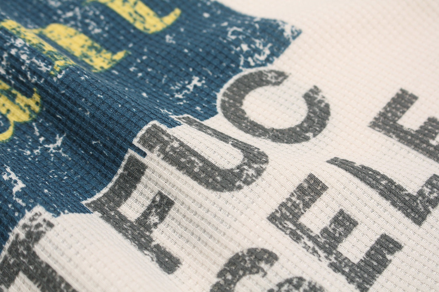 Graphic Print Crewneck | Waffle Knit Sweatshirt