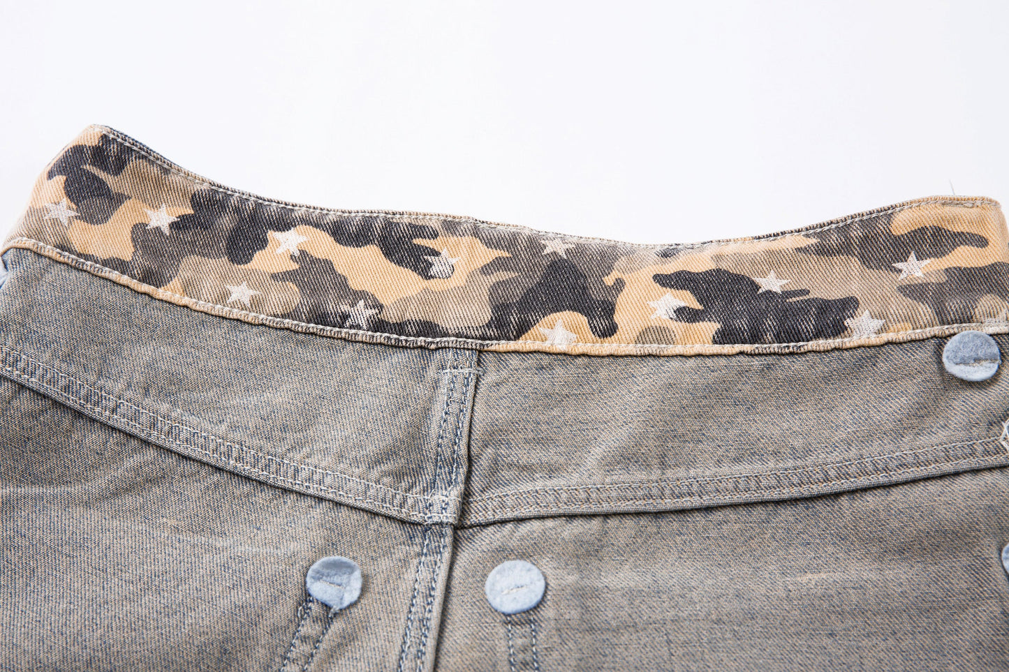 Camo Star Cuffed Denim | Baggy Streetwear Jeans